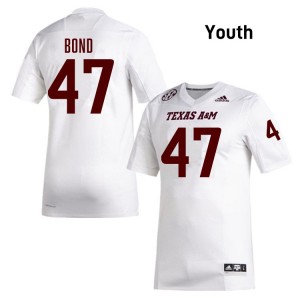 #47 Randy Bond Texas A&M University White Youth Jersey Alumni College Football 665168-678
