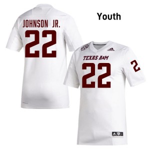 #22 Rashad Johnson Jr. Texas A&M Aggies White Youth Jersey Embroidery College Football 441542-380
