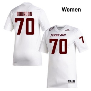 #70 Robert Bourdon Texas A&M White Women's Jerseys Player College Football 317366-287