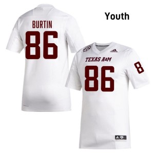 #86 Ryan Burtin Aggies White Youth Jersey University College Football 674595-175