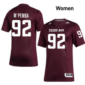 #92 Sam M'Pemba Texas A&M Maroon Women's Jersey Limited College Football 162101-965
