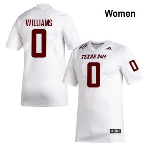 #0 Scooby Williams Texas A&M White Women Jersey Stitched College Football 375861-135