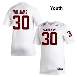 #30 Solomon Williams Texas A&M White Youth Jersey Replica College Football 257429-265