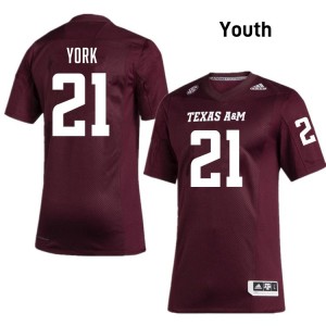 #21 Taurean York Texas A&M Maroon Youth Jerseys Player College Football 428676-123
