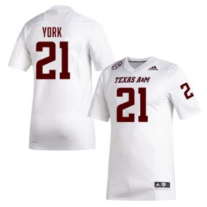 #21 Taurean York Texas A&M Aggies White Men Jersey Official College Football 157581-644
