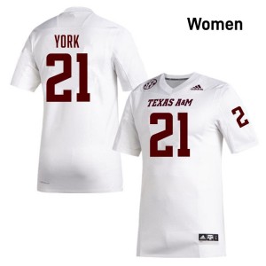 #21 Taurean York Texas A&M White Women Jerseys Official College Football 387553-639