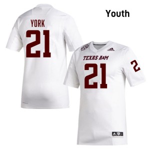 #21 Taurean York Texas A&M Aggies White Youth Jerseys Limited College Football 602802-958