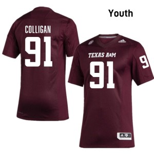 #91 Tommy Colligan Texas A&M Aggies Maroon Youth Jerseys 2025 College Football 963923-129