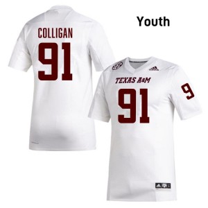 #91 Tommy Colligan TAMU White Youth Jerseys Alumni College Football 443466-777
