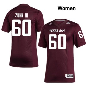 #60 Trey Zuhn III Texas A&M University Maroon Women Jersey Limited College Football 707213-954