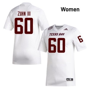 #60 Trey Zuhn III Texas A&M Aggies White Womens Jerseys High School College Football 813584-440