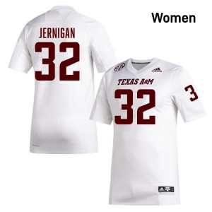 #32 Tristan Jernigan Texas A&M Aggies White Women Jerseys Embroidery College Football 361378-712