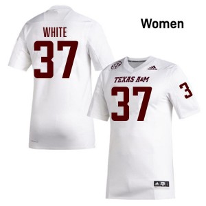 #37 Tyler White Texas A&M Aggies White Womens Jerseys Official College Football 720876-749