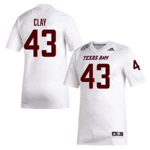 #43 Zachary Clay Texas A&M White Mens Jerseys Embroidery College Football 402879-859